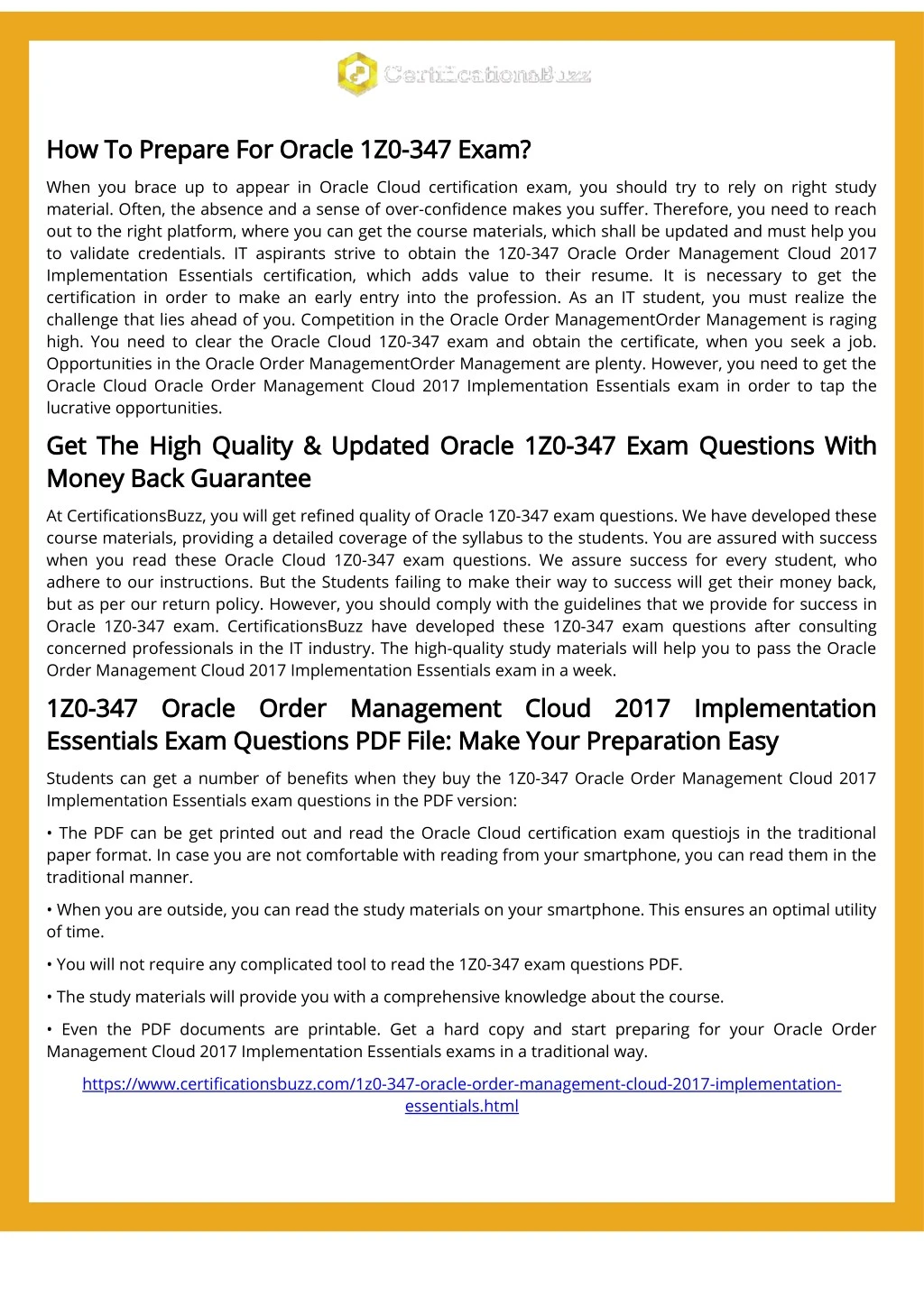 how to prepare for oracle 1z0 347 exam