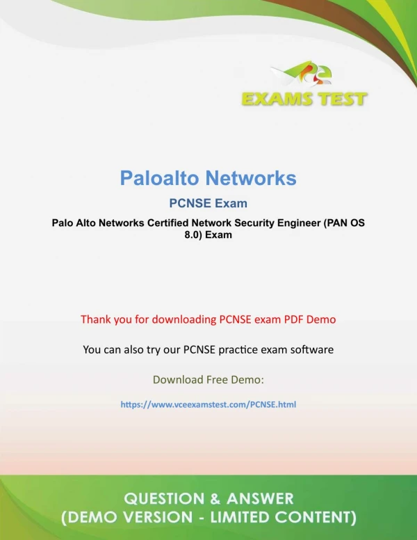 Get Paloalto Networks PCNSE (PAN OS 8.0) VCE Exam PDF 2018 - [DOWNLOAD and Prepare]