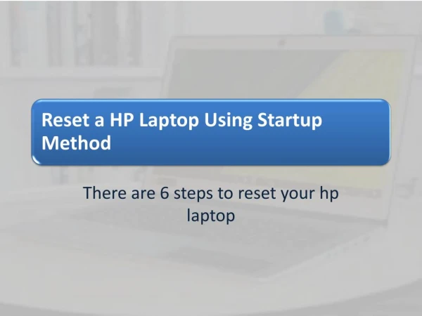 Reset a HP Laptop Using Startup Method