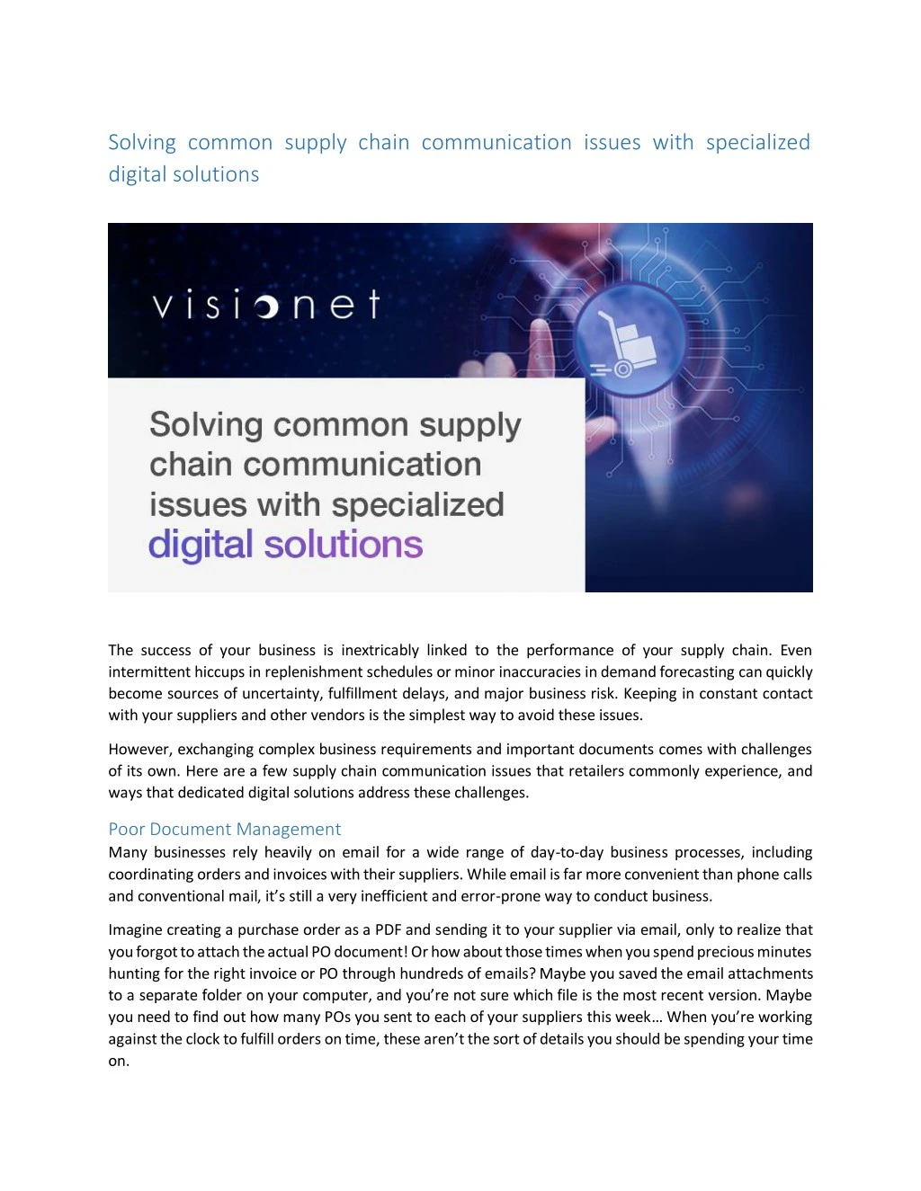 solving common supply chain communication issues