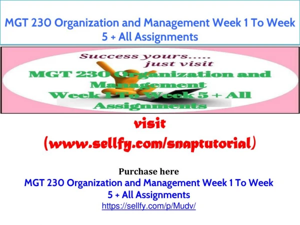 MGT 230 Organization and Management Week 1 To Week 5 All Assignments