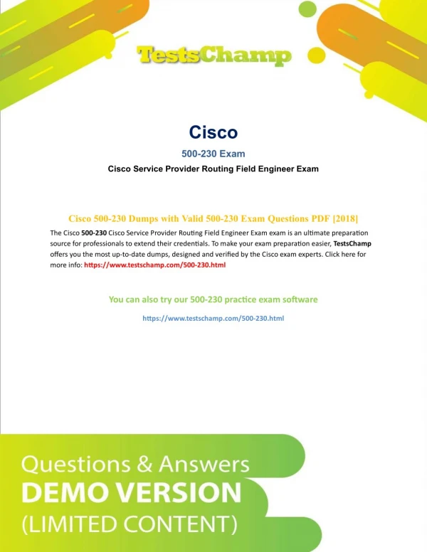 Want To Pass Cisco 500-230 Exam Immediately?
