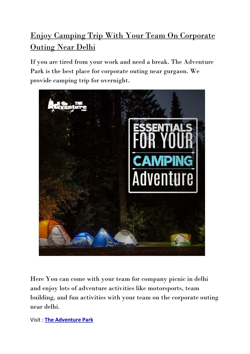 enjoy camping trip with your team on corporate