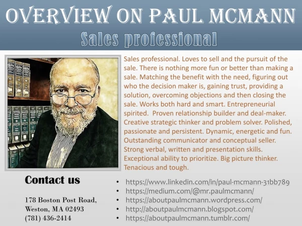 Overview on Paul McMann - Sales professional