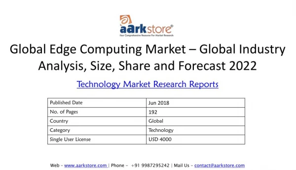 Global Edge Computing Market â€“ Global Industry Analysis, Size, Share and Forecast 2022