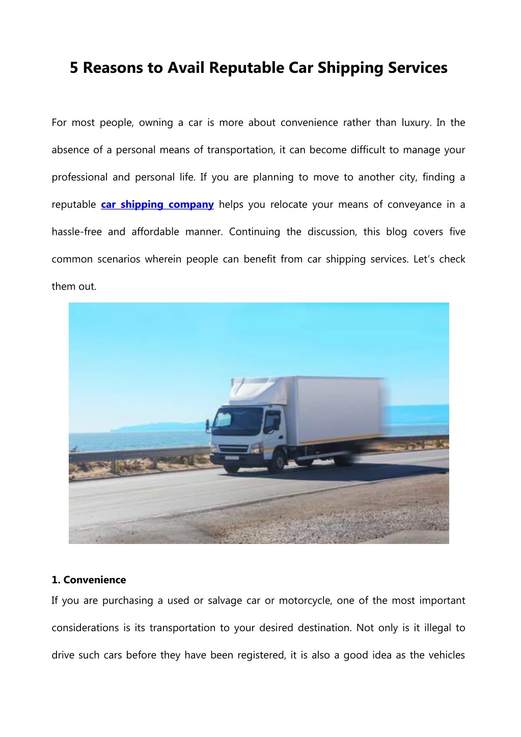 5 reasons to avail reputable car shipping services