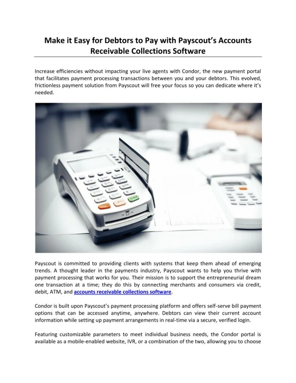 Make it Easy for Debtors to Pay with Payscout’s Accounts Receivable Collections Software
