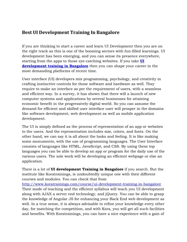 UI development training in Bangalore