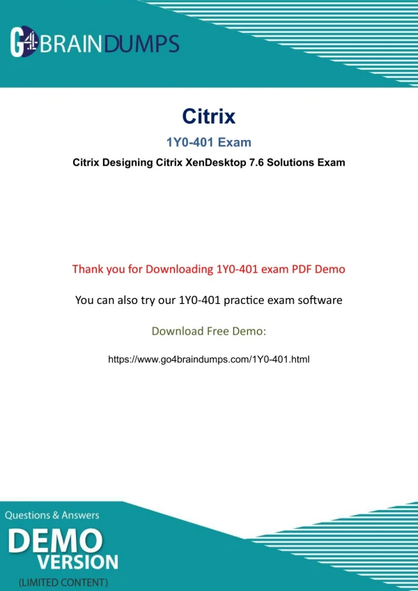 Updated Citrix 1y0-401 Exam Dumps [July 2018] - Try Free Sampels