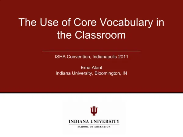 The Use of Core Vocabulary in the Classroom