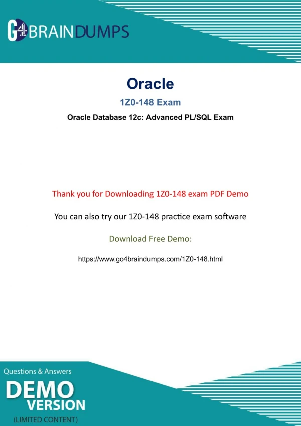 Get Updated Oracle 1Z0-148 Exam Dumps - Try free Samples