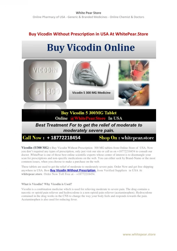 Buy Vicodin Without Prescription