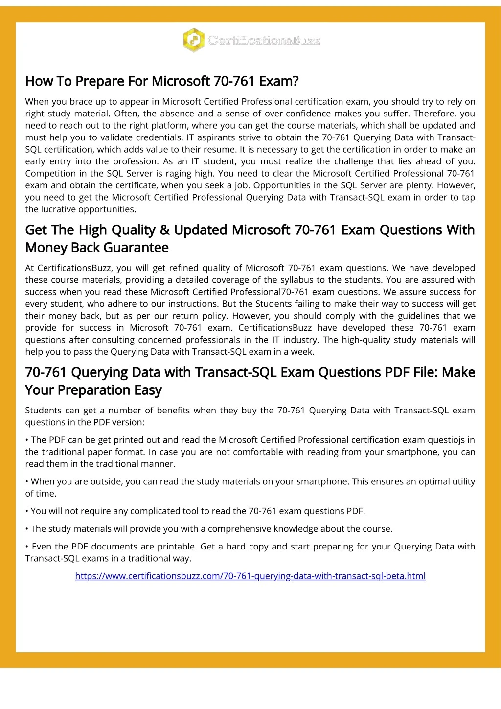 how to prepare for microsoft 70 761 exam