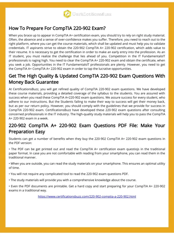 CompTIA A CompTIA 220-902 Exam Question Answer