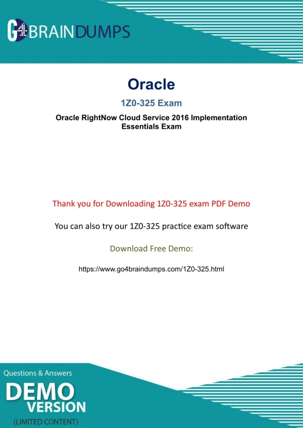 Get Oracle 1Z0-325 Exam Dumps - Free Updated PDF Demo