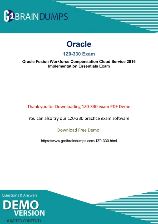 Buy Oracle 1z0-330 Exam Dumps - Free Updated PDF Demo