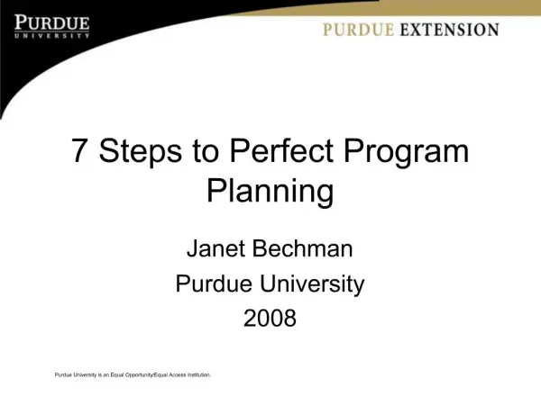 7 Steps to Perfect Program Planning