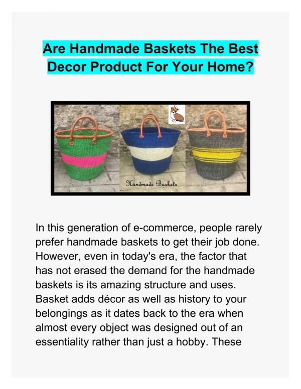 Are Handmade Baskets The Best Decor Product For Your Home?