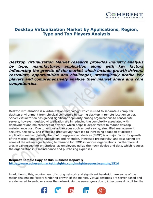 Desktop Virtualization Market by Applications, Region, Type and Top Players Analysis