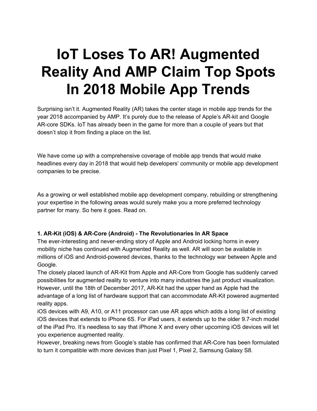 iot loses to ar augmented reality and amp claim