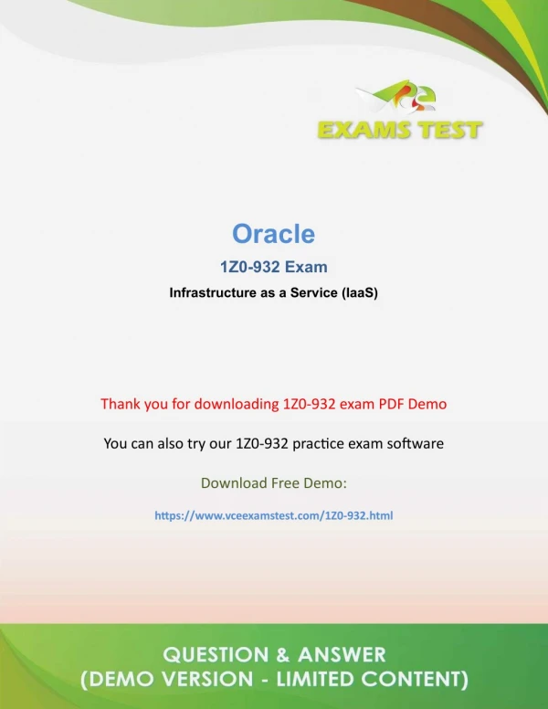 Get Oracle 1z0-932	VCE Exam PDF 2018 - [DOWNLOAD and Prepare]