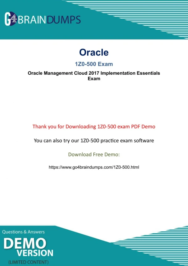 100% Passing Guarantee With Latest Oracle 1Z0-500 Exam Braindumps
