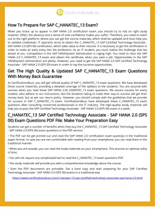 PPT - C_HANATEC_18 HANA Technology 2.0 Exam: Our Tips Your Success Sns-Brigh10