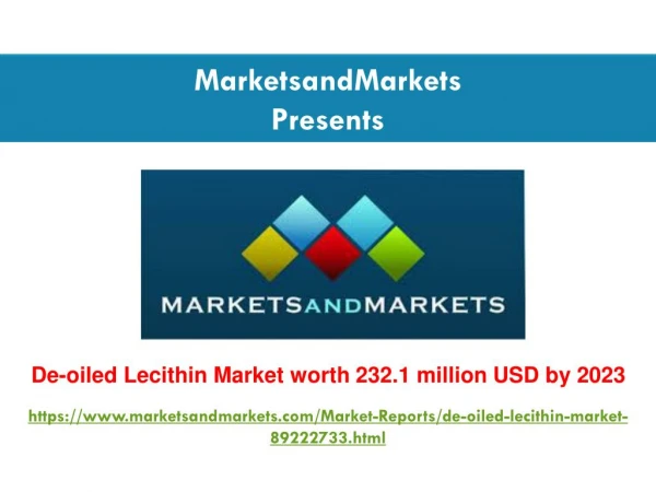 De-oiled Lecithin Market worth 232.1 million USD by 2023