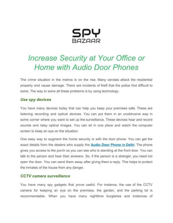 Increase Security at Your Office or Home with Audio Door Phones