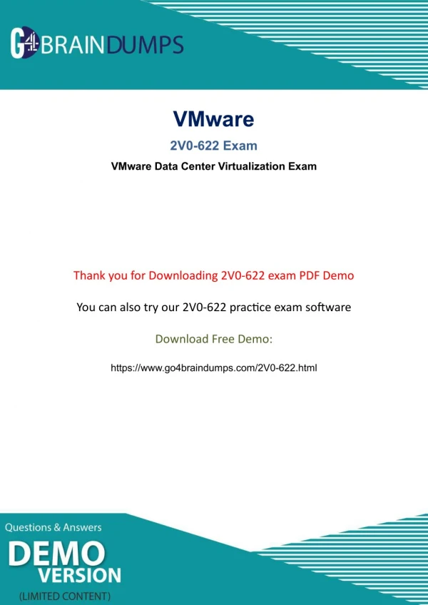 VMware 2V0-622 Exams Braindumps [PDF Practice Test] - Try Free Demo