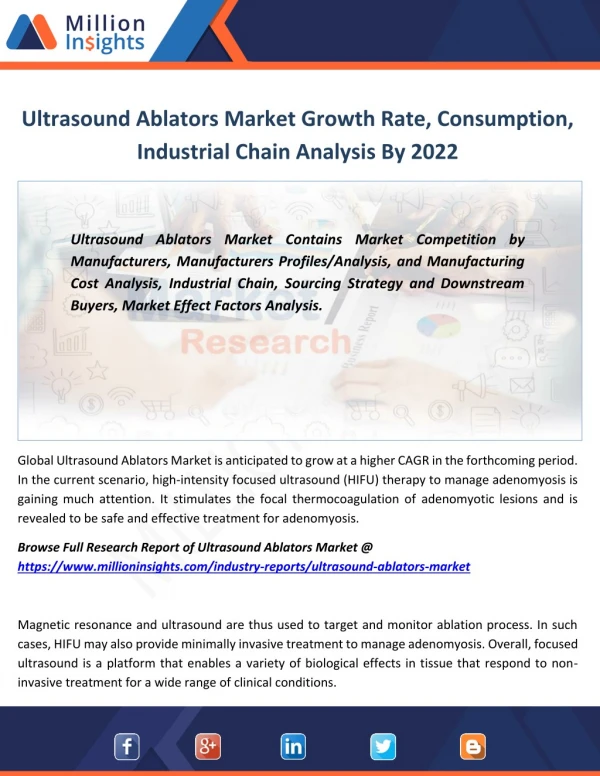 Ultrasound Ablators Market Applications, Sales Area, and Its Competitors By 2022