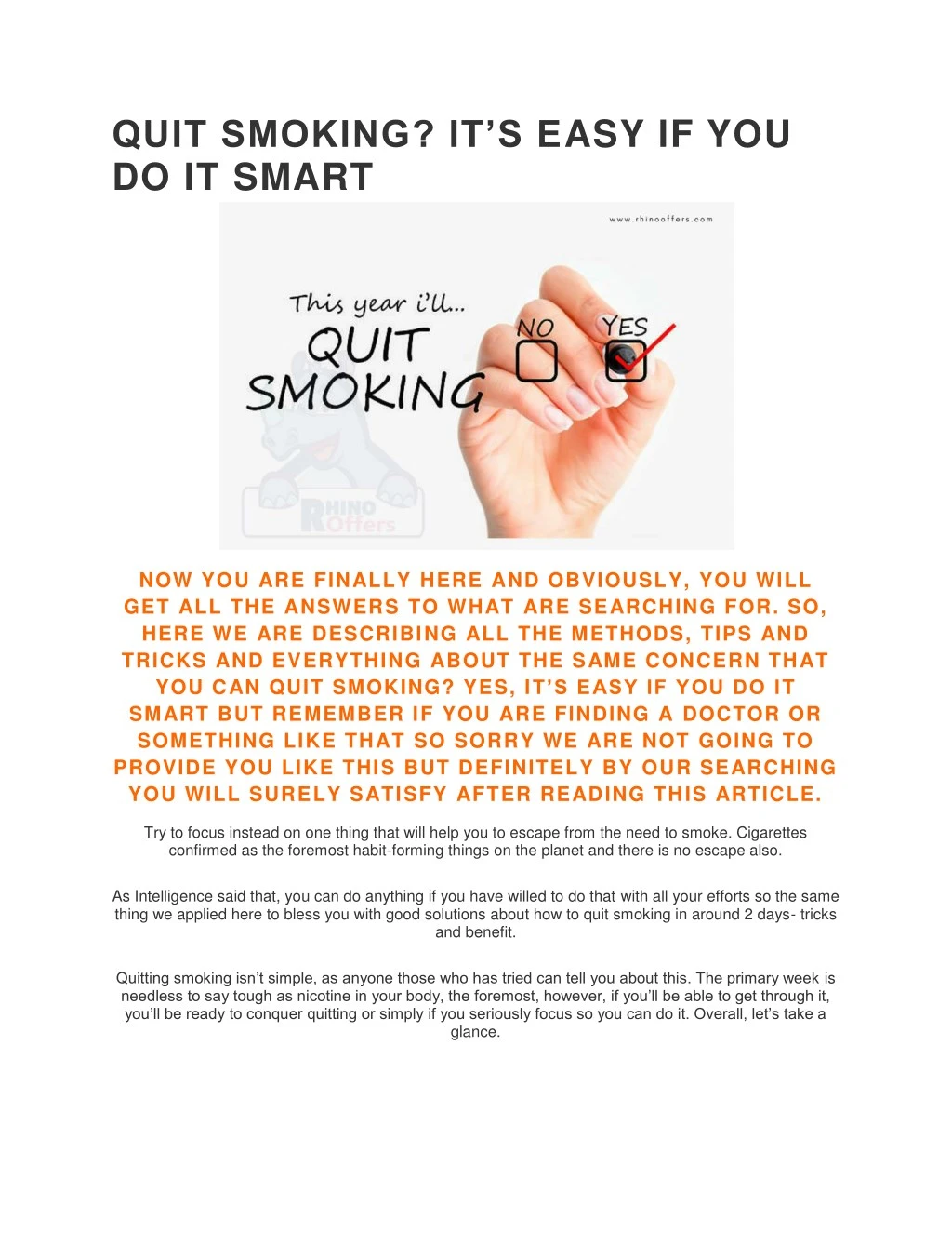 quit smoking it s e asy if you do it smart