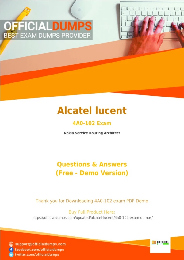 4A0-102 Dumps - Affordable Alcatel lucent 4A0-102 Exam Questions - 100% Passing Guarantee