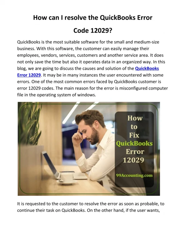 Fix QuickBooks Error Code 12029.