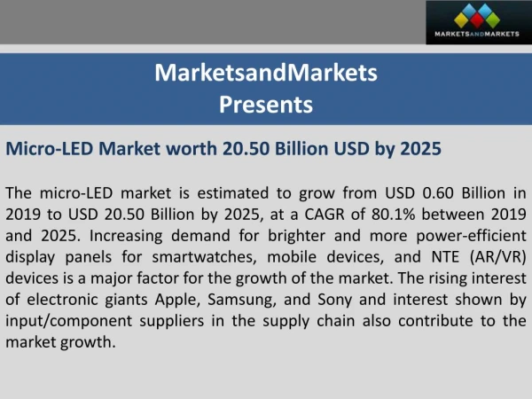 Micro-LED Market worth 20.50 Billion USD by 2025