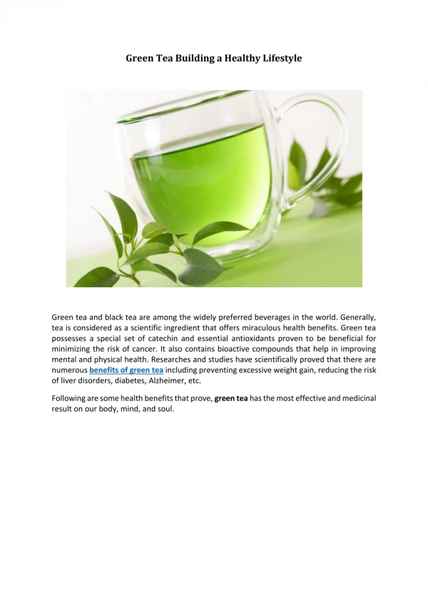 Green Tea Building a Healthy Lifestyle