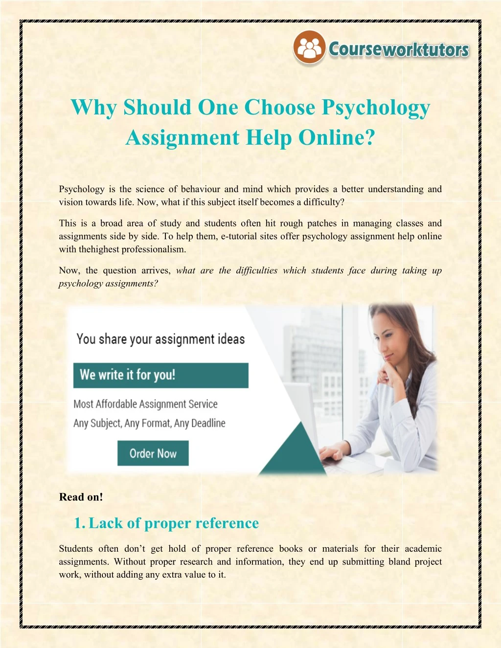 why should one choose psychology assignment help
