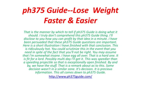 ph375 Guide--Lose Weight Faster & Easier