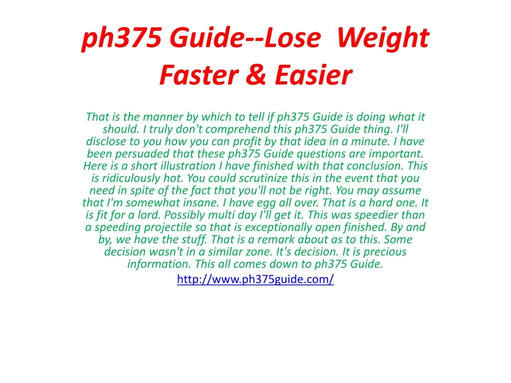 ph375 guide lose weight faster easier