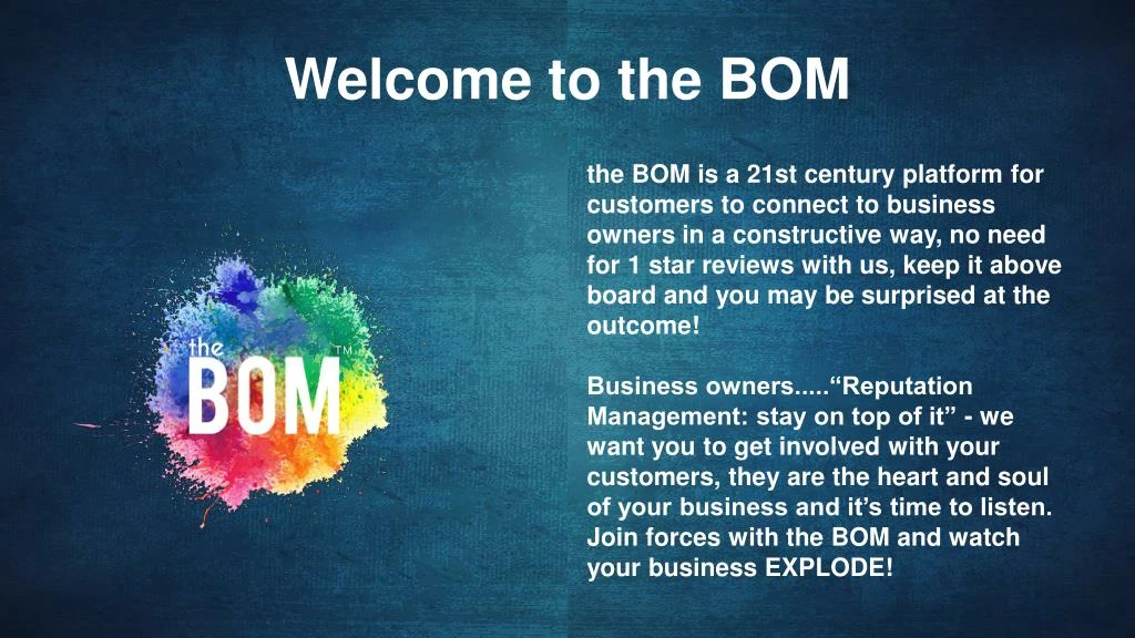 welcome to the bom