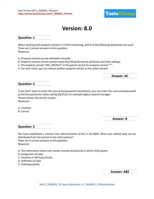 How To Prepare SAP C_TADM51_75 Exam In First Attempt ?