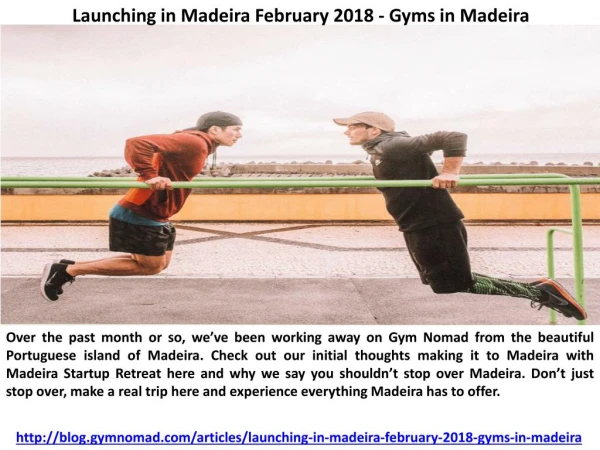 Launching in Madeira February 2018 - Gyms in Madeira