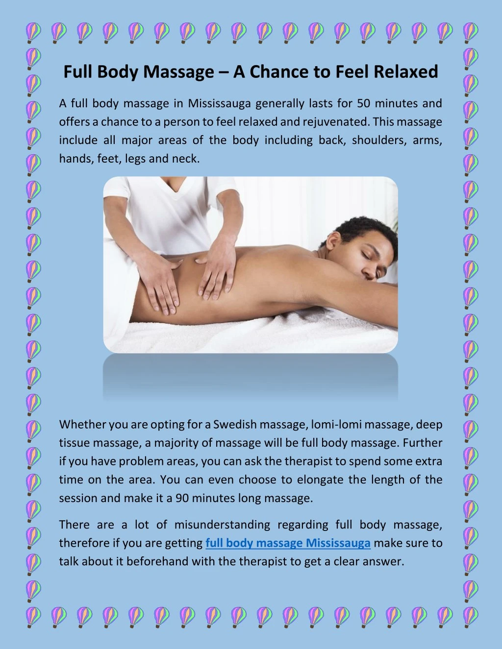 full body massage a chance to feel relaxed