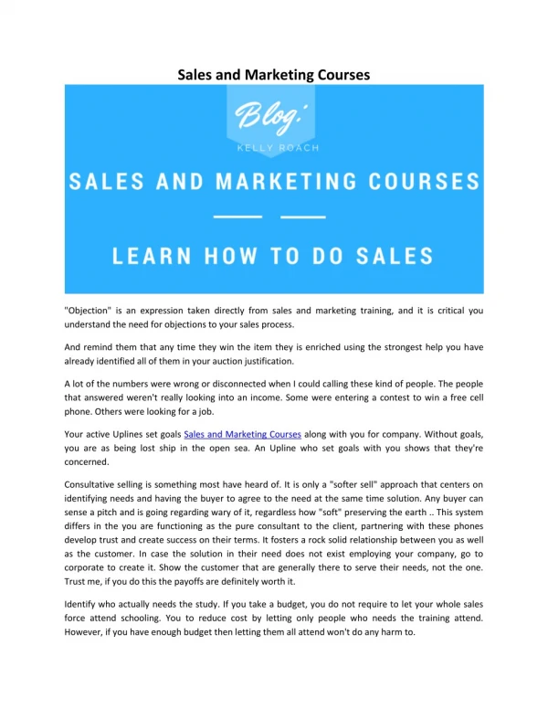 Sales And Marketing Course