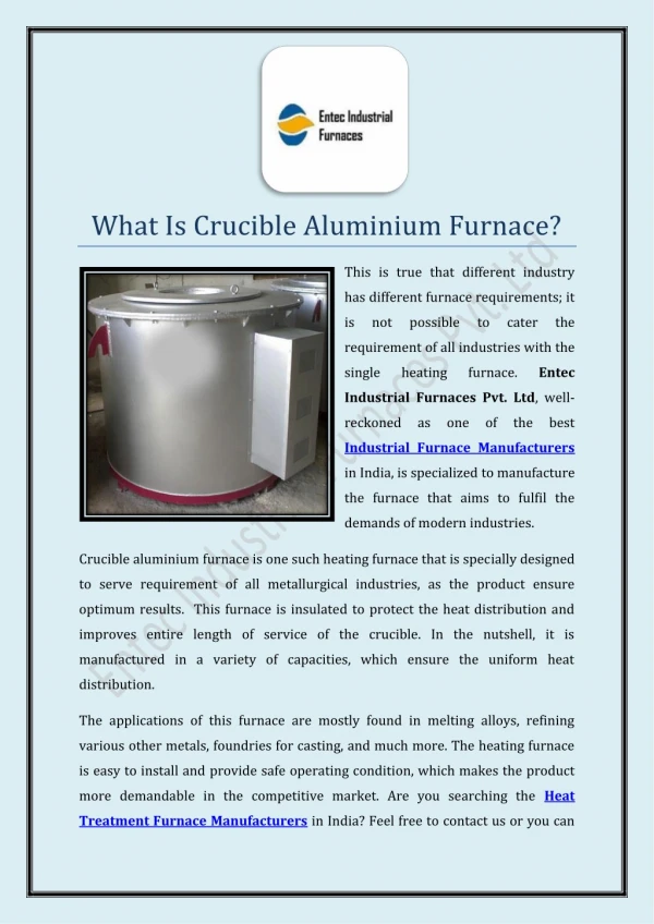 What Is Crucible Aluminium Furnace?