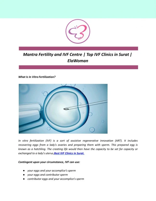 Mantra Fertility and IVF Centre | Top IVF Clinics in Surat | ElaWoman