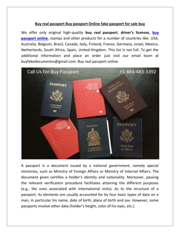 Buy real passport Buy passport Online fake passport for sale buy