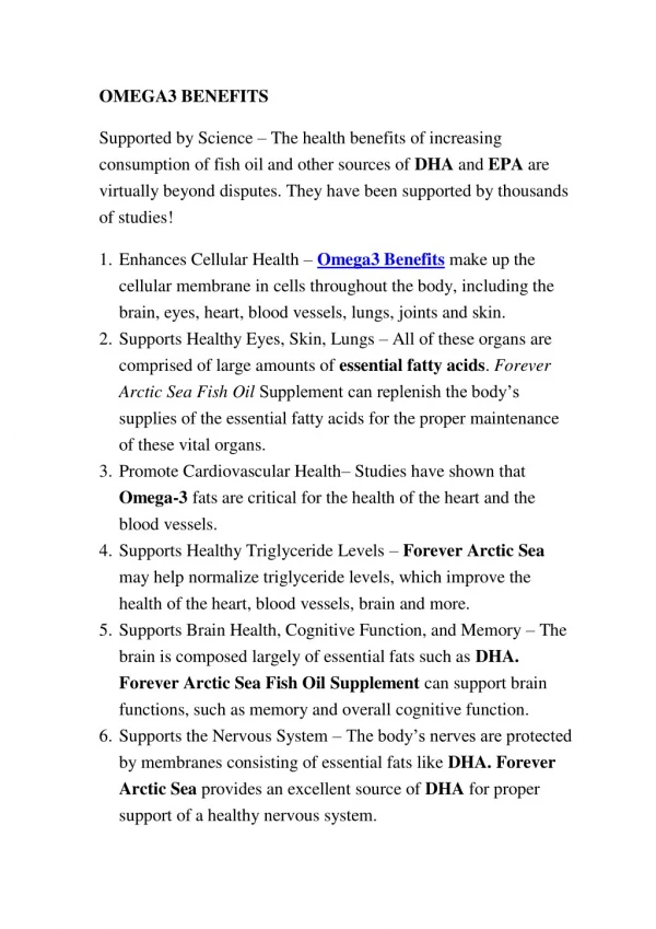 Omaga3 Benefits