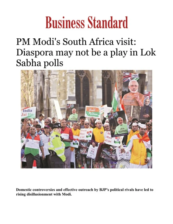 PM Modi's South Africa visit: Diaspora may not be a play in Lok Sabha polls 