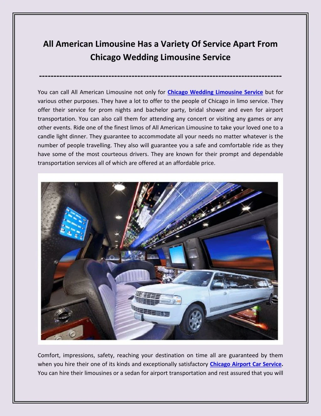 all american limousine has a variety of service